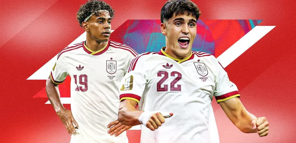 Two Spanish players in national team jerseys