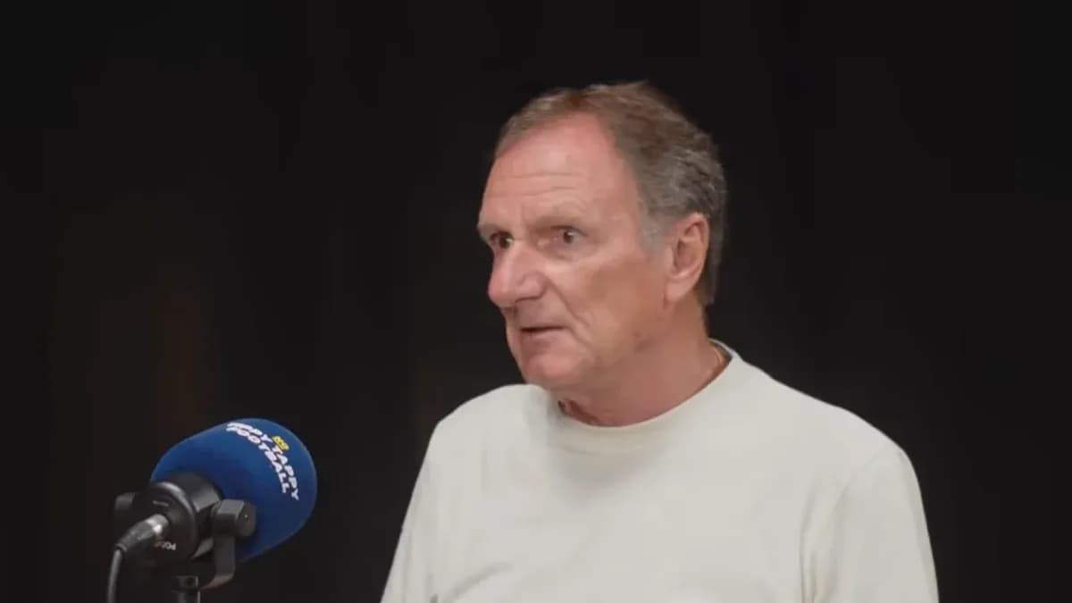 Person speaking into microphone during interview