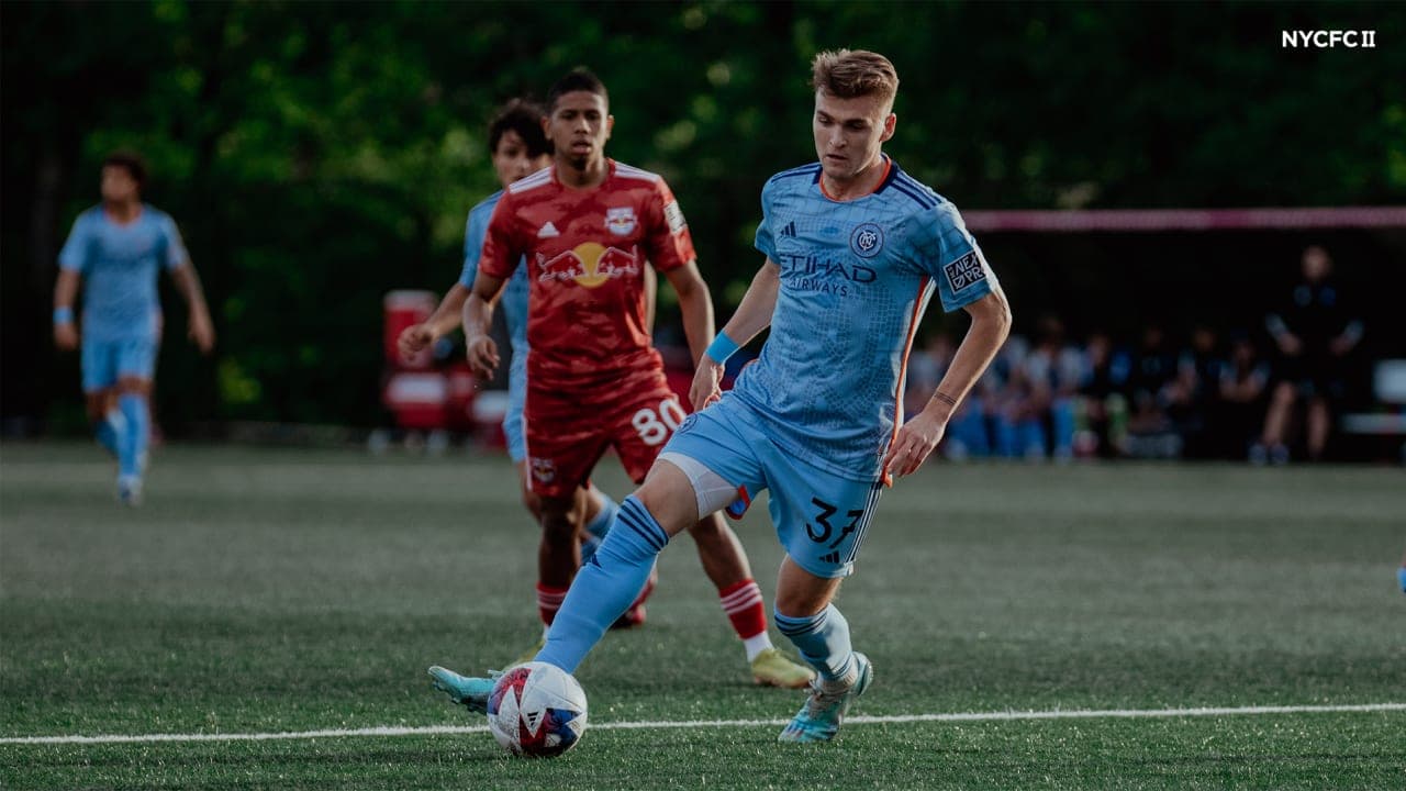 Player kicking ball during New York RB II match
