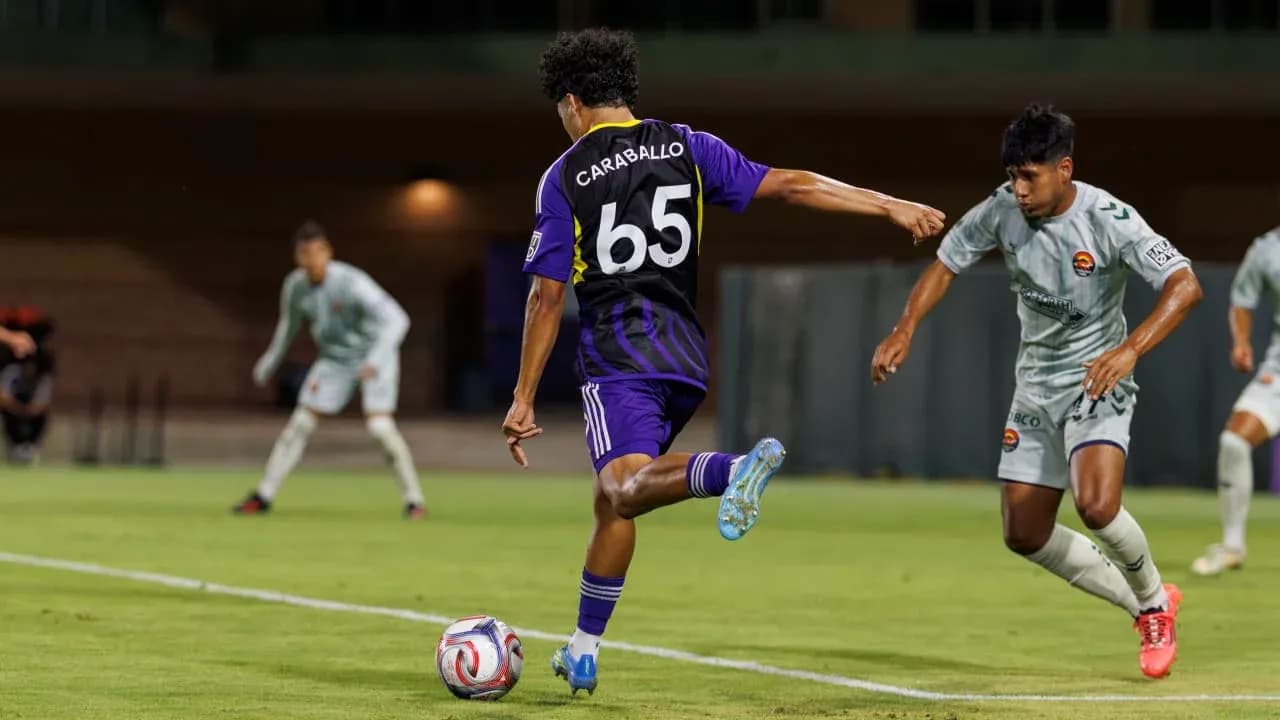 Player with ball during Orlando City II match