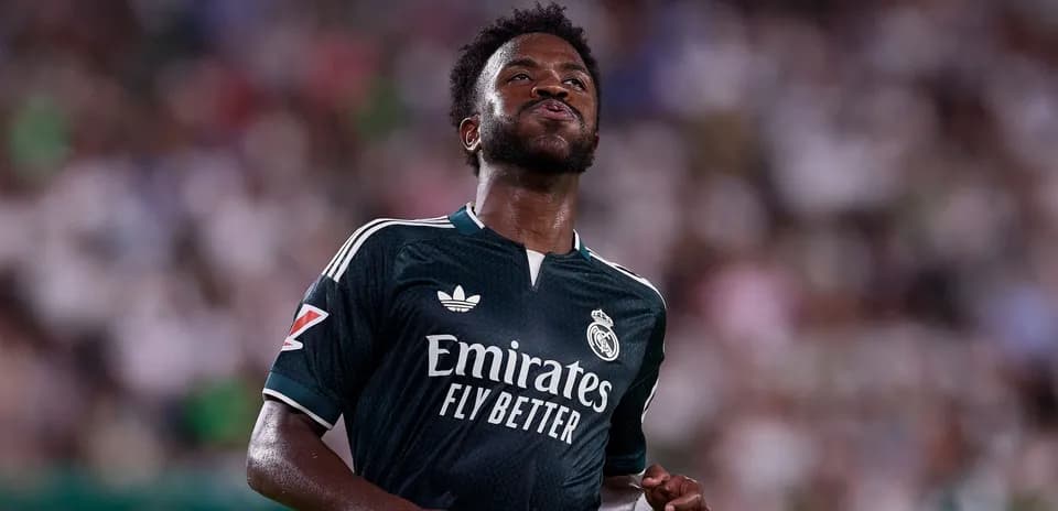 Player in Real Madrid jersey during match