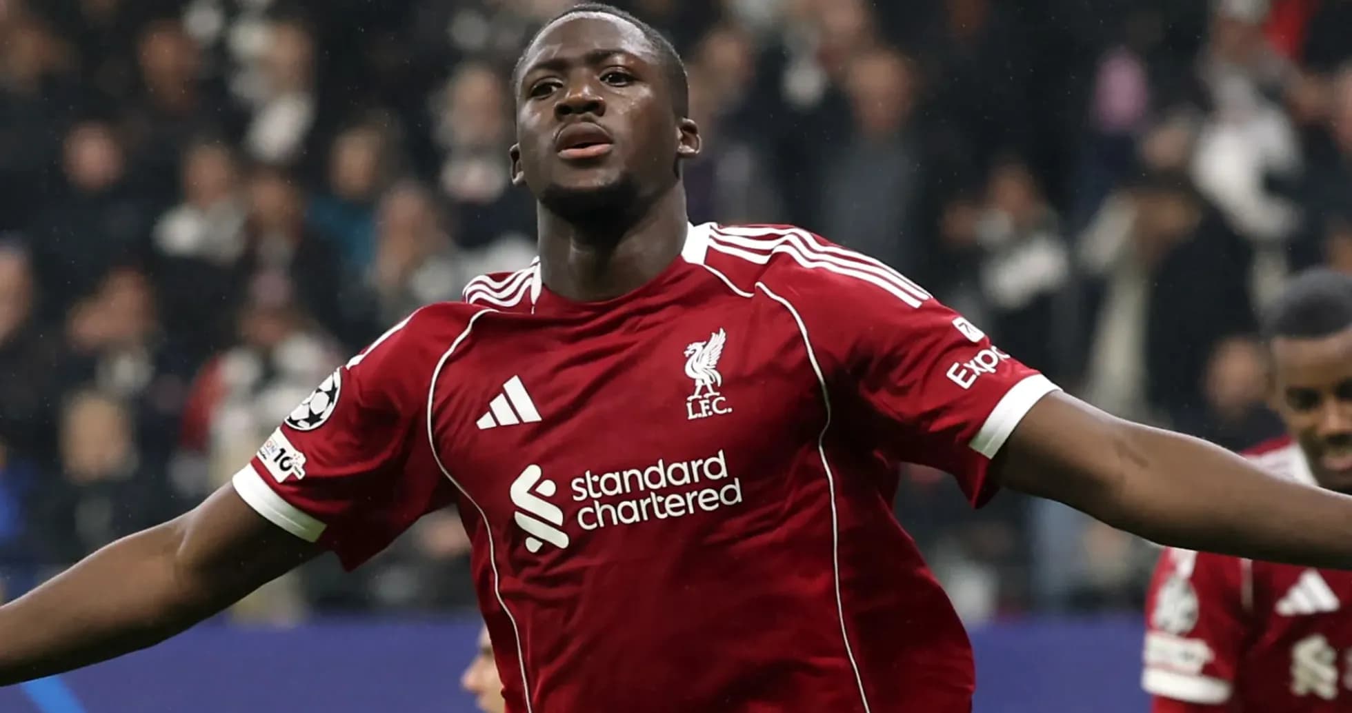Player celebrating after scoring a goal for Liverpool