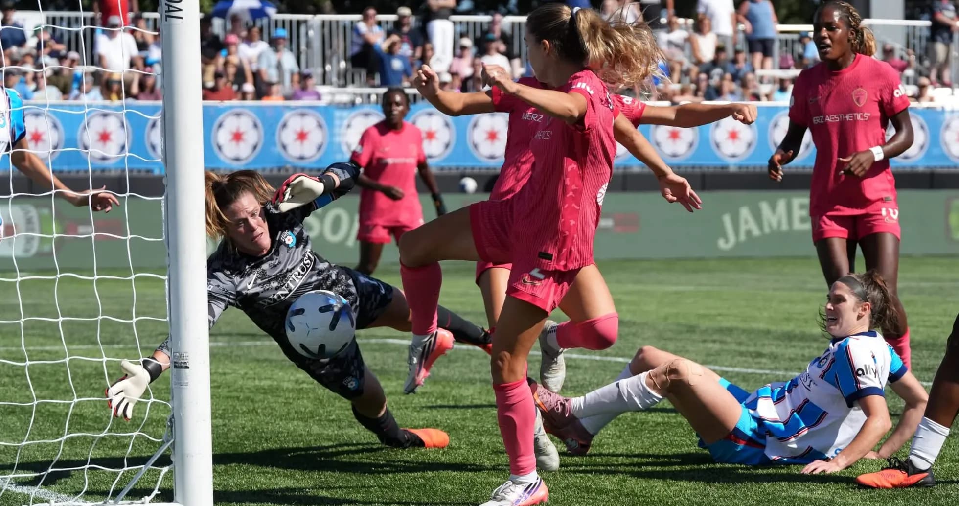 Goalkeeper making a save during match action