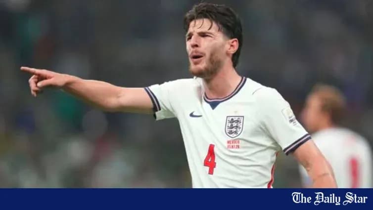 Player gesturing during England match on the field