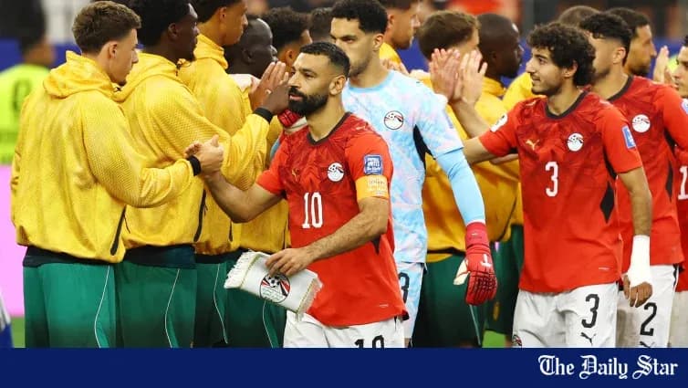 Egyptian players greeting opponents after match