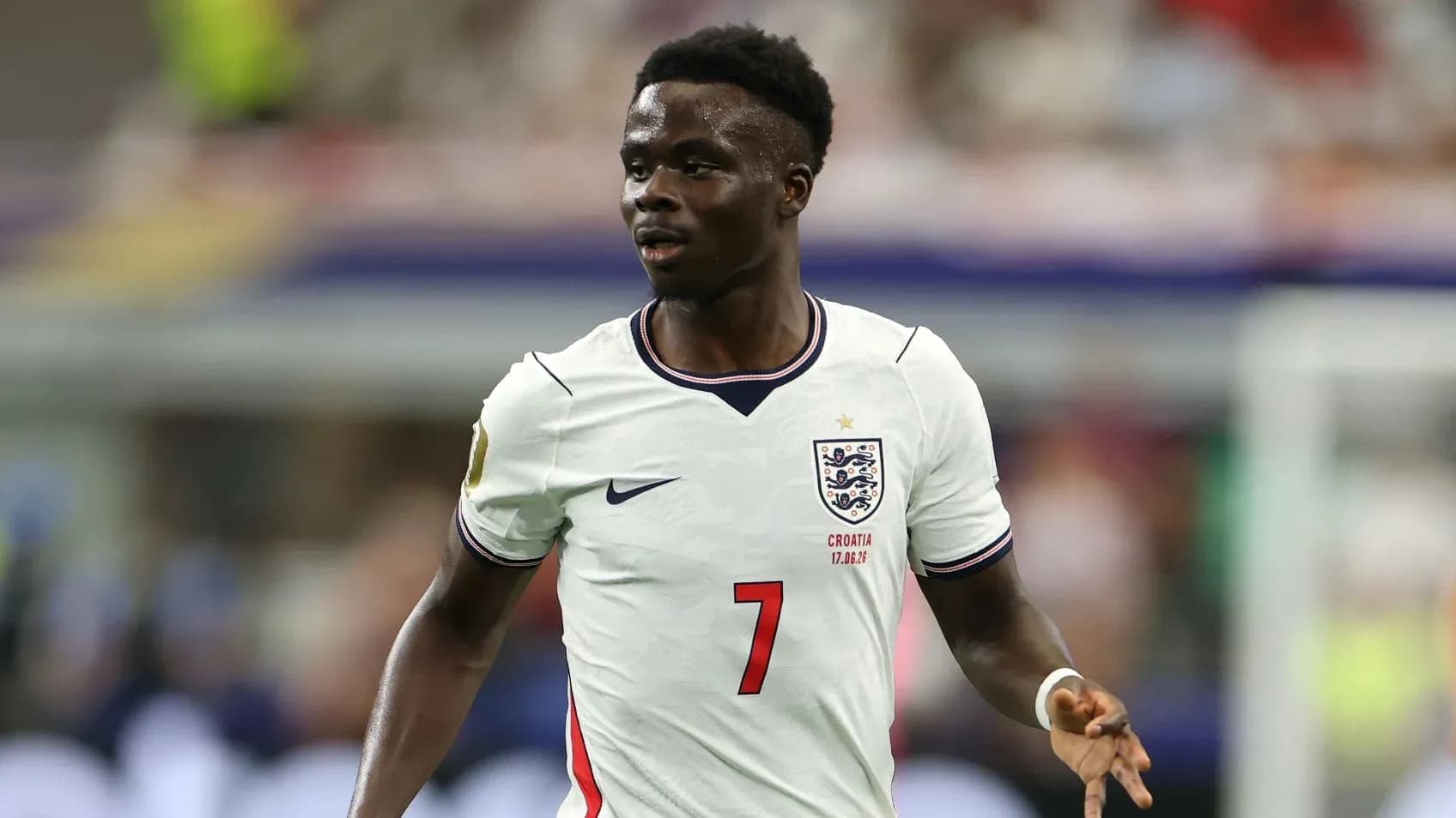 Player wearing England kit during a match