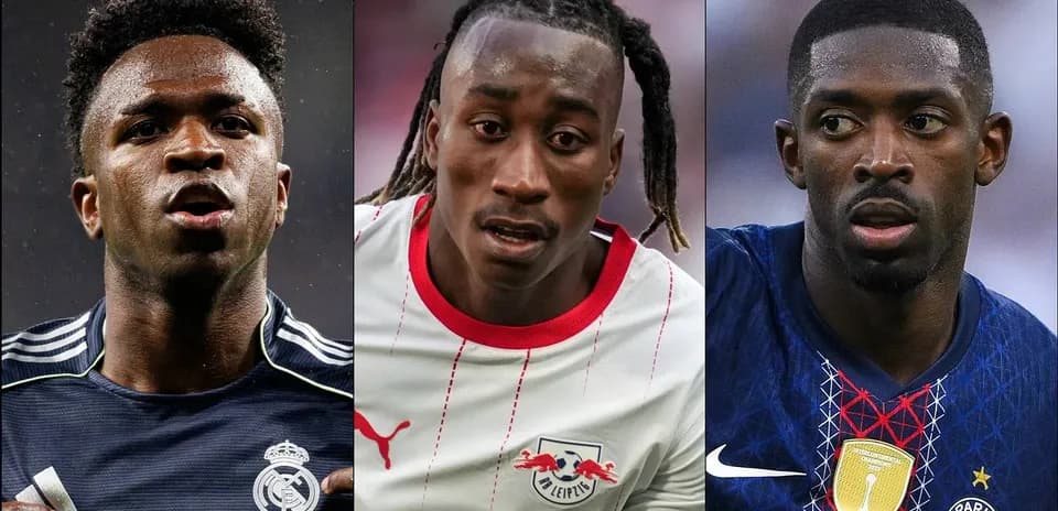 Three football players from different clubs posing