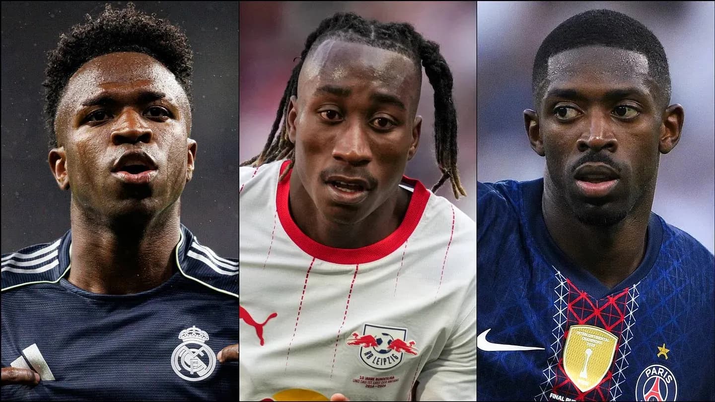 Three football players from different clubs posing
