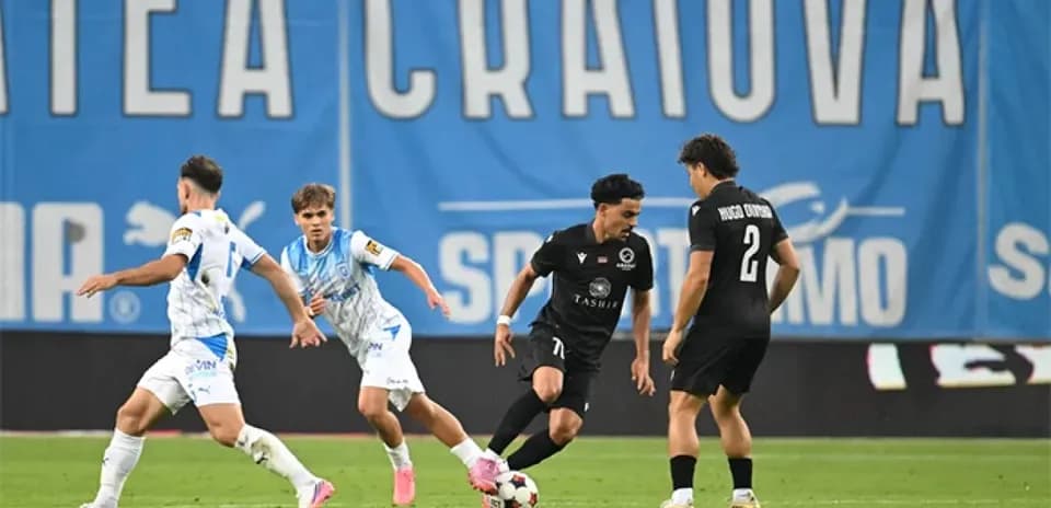 Players competing during Universitatea Craiova match