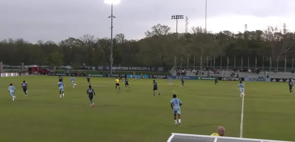 Sporting KC II players during match against Tacoma Defiance