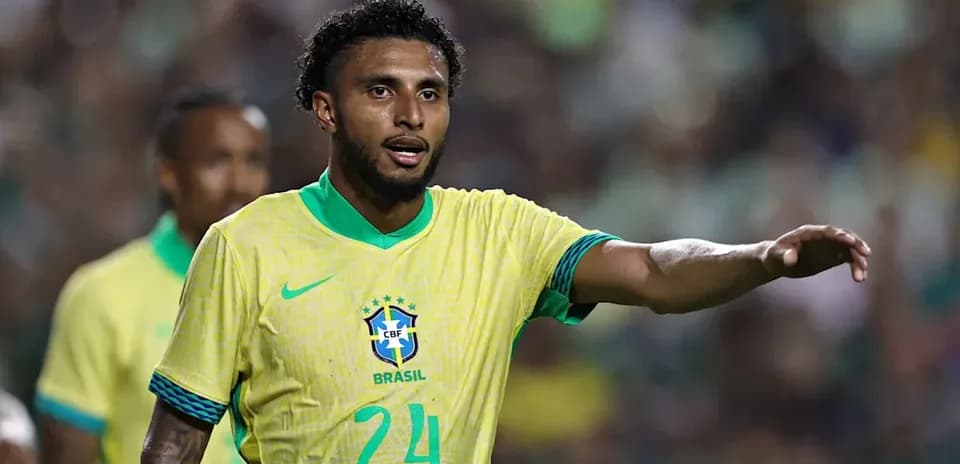 Brazilian player gesturing during a match