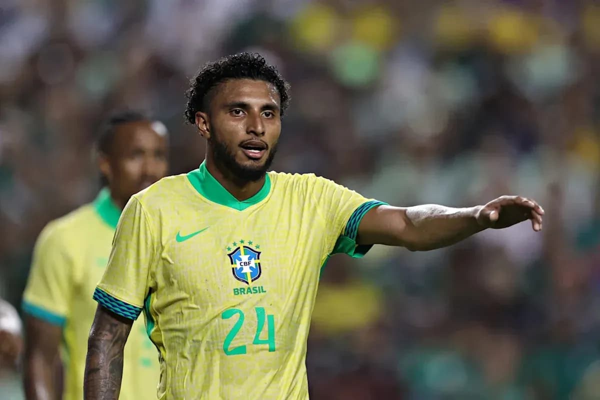 Brazilian player gesturing during a match