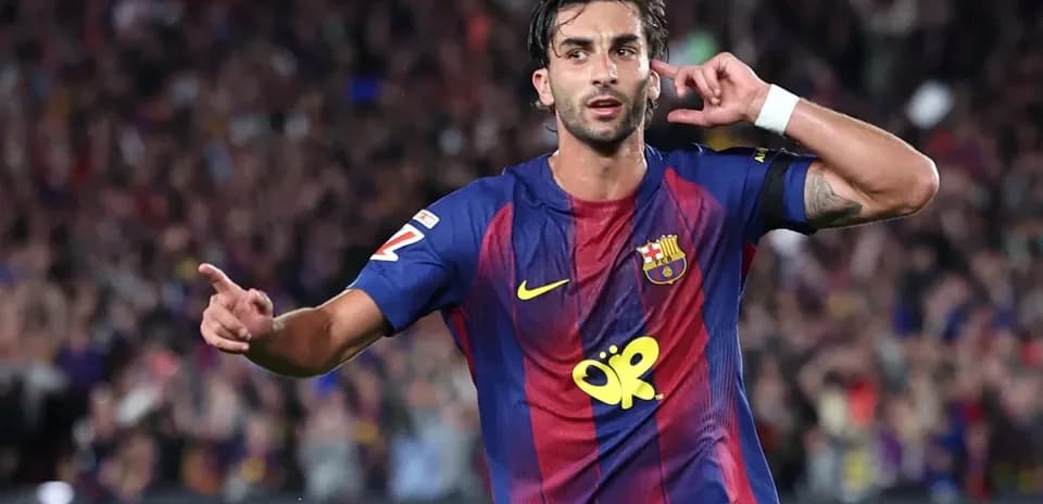 Barcelona player celebrating a goal during match