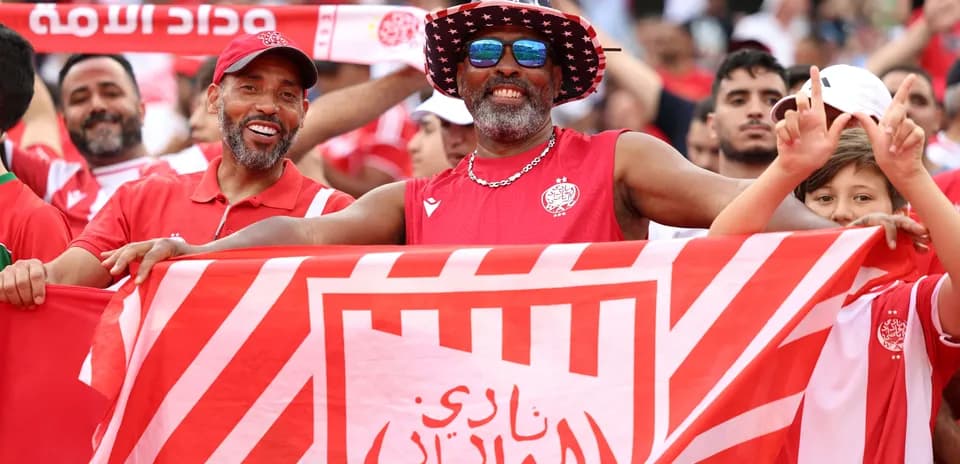 Fans celebrating with flag at football match