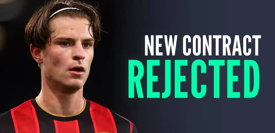 Player in Bournemouth kit with contract news text
