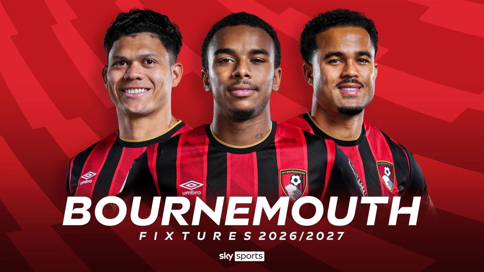 AFC Bournemouth players posing in home kit
