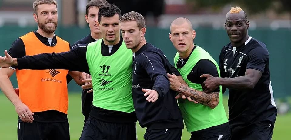 Liverpool players training in team practice session