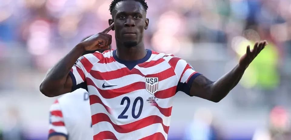 Player gesturing during USA soccer match