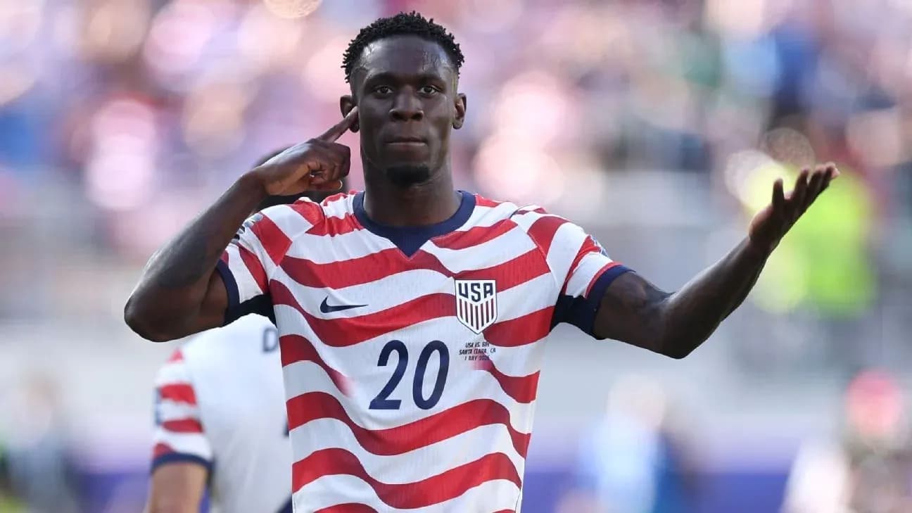 Player gesturing during USA soccer match
