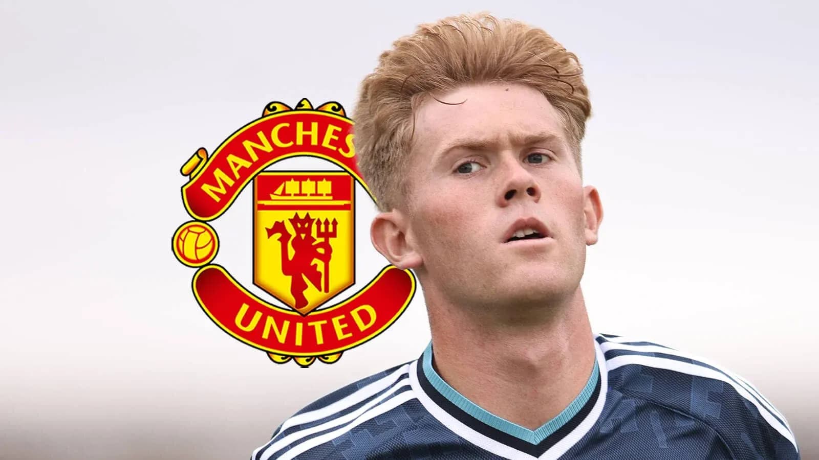 Player with Manchester United logo in background