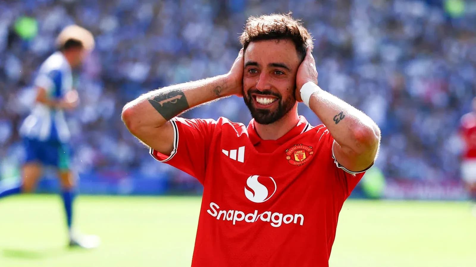 Bruno Fernandes celebrating after scoring for Manchester United
