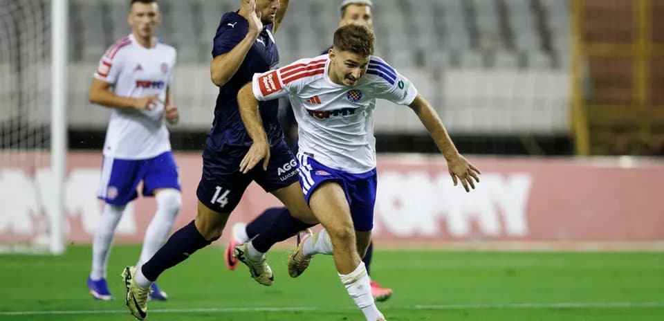 Pafos player challenges HNK Hajduk Split player