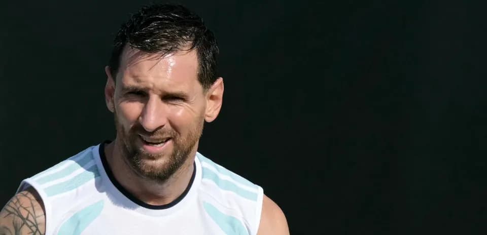 Lionel Messi training during a practice session