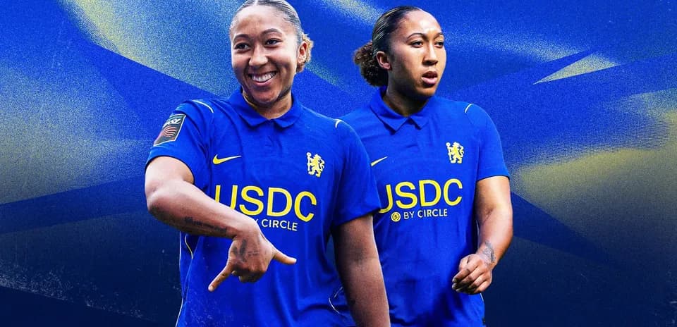 Player in Chelsea kit posing against blue background