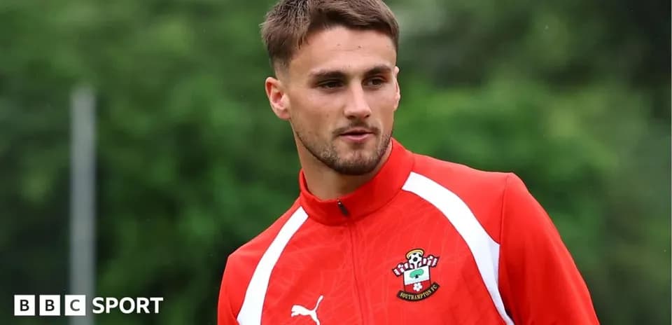 Player in Southampton FC training kit outdoors