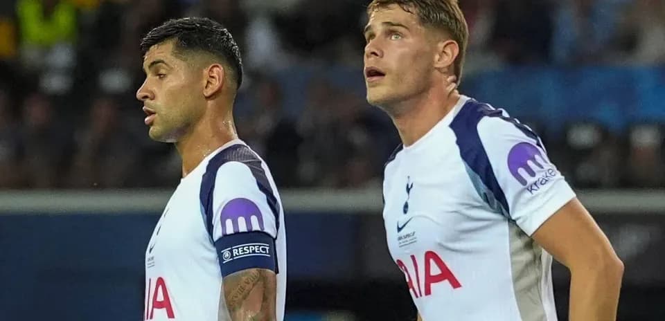 Two Tottenham players observing the game on field