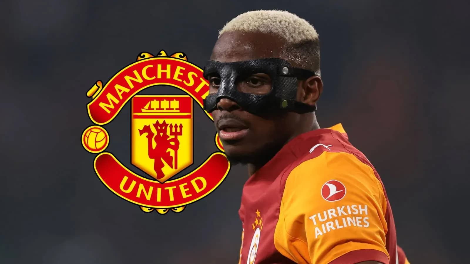 Player wearing a mask during match with logo background