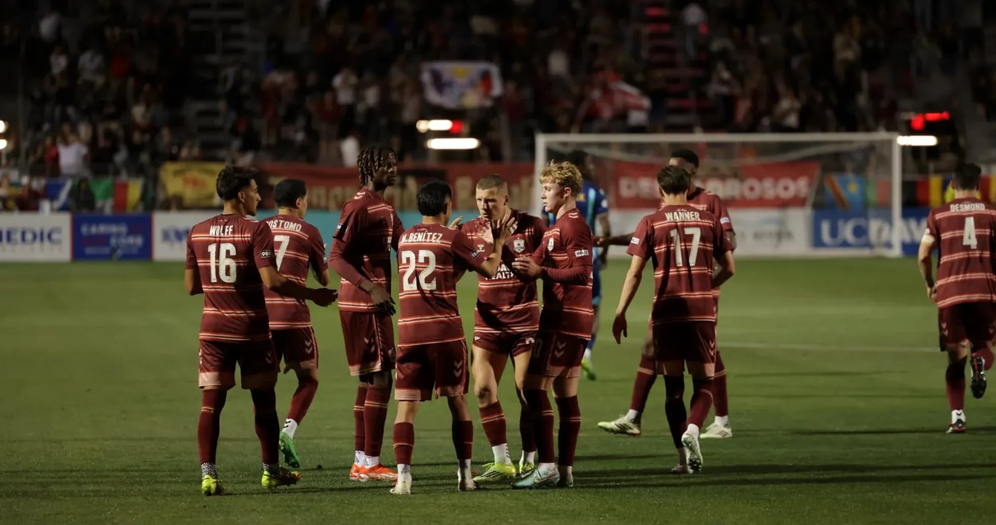 Colorado Springs players celebrating a goal