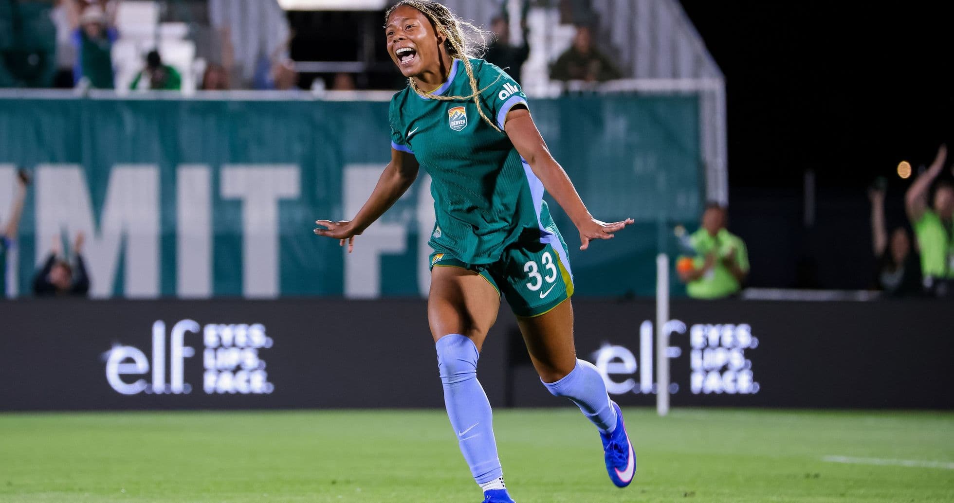 Player celebrating after scoring a goal in match