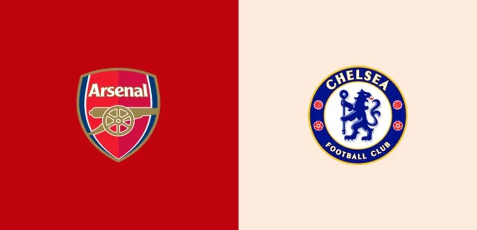 Logos of Arsenal and Chelsea football clubs