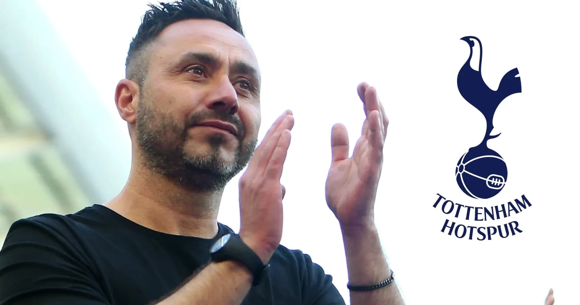 Coach applauding fans with Tottenham Hotspur logo