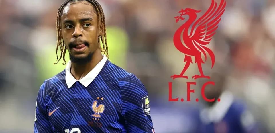 Player in France kit with Liverpool logo overlay