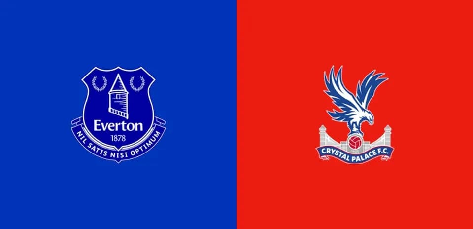 Logos of Everton and Crystal Palace on colored backgrounds