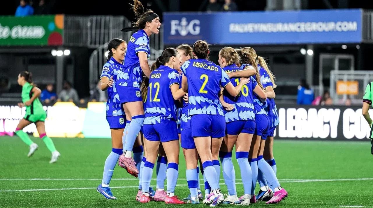 Boston Legacy W celebrating a goal during match