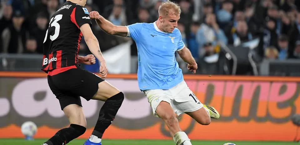 Lazio player in action against AC Milan