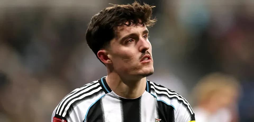 Newcastle player looking up during a match