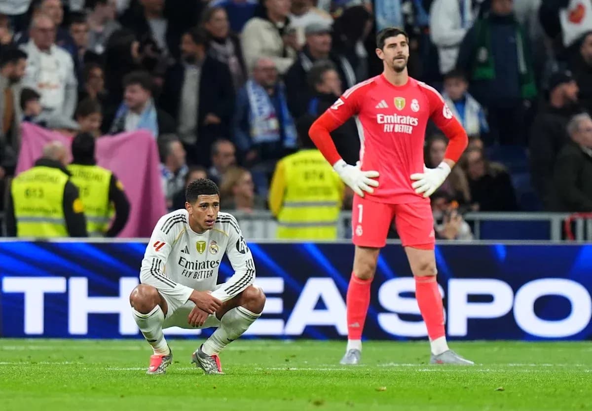 Real Madrid players on the field after a match