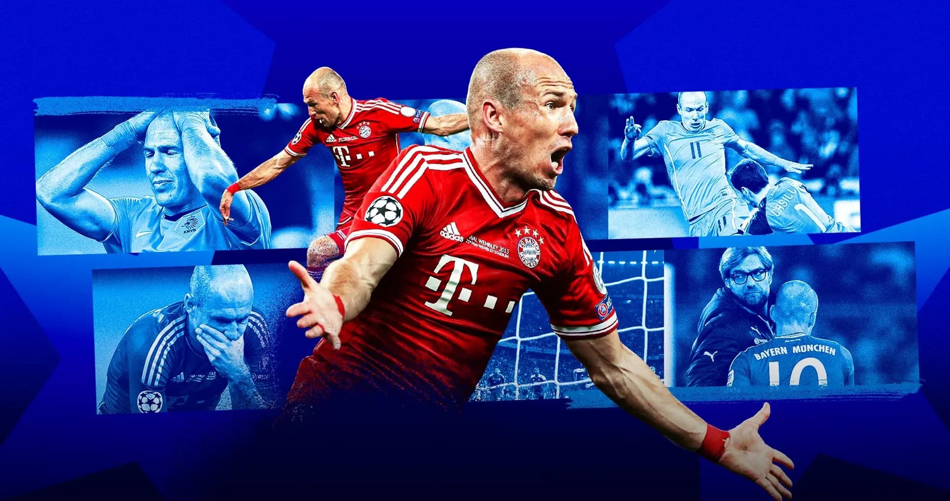 Arjen Robben celebrating during a UEFA Champions League match