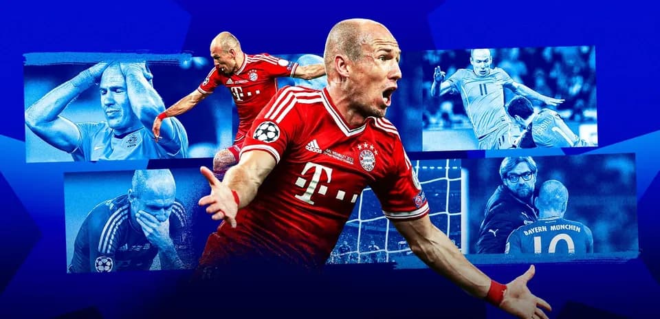 Arjen Robben celebrating during a UEFA Champions League match
