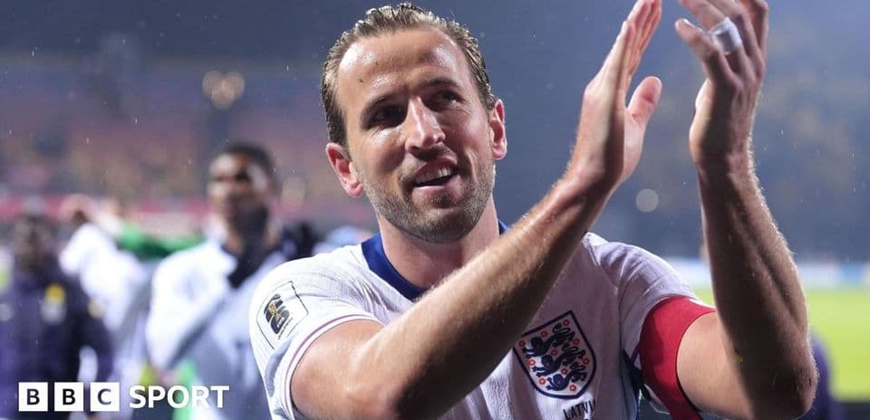 Harry Kane applauding fans after the match