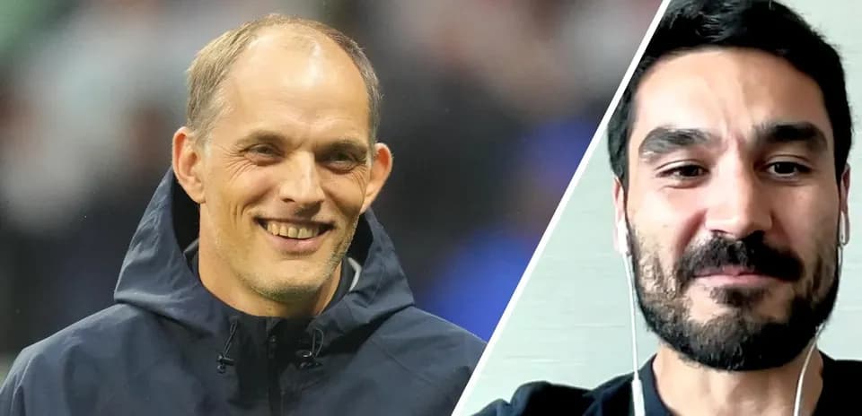 Thomas Tuchel smiling next to Ilkay Gundogan