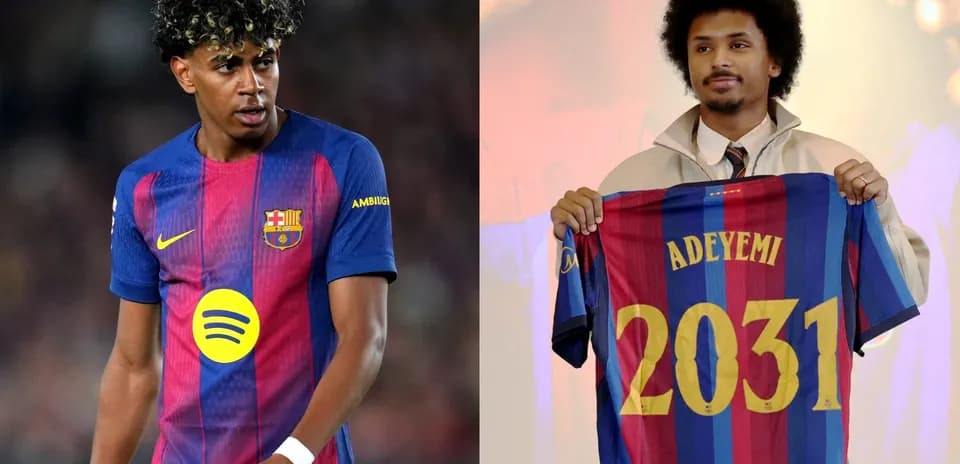 Barcelona player on pitch and new signing presentation