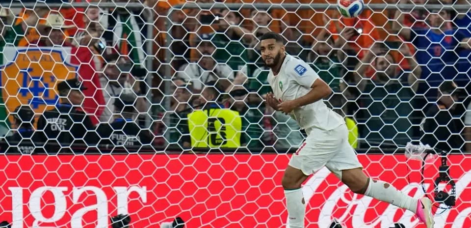 Moroccan player celebrating after scoring a goal