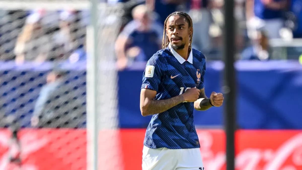 Player in blue France jersey during match