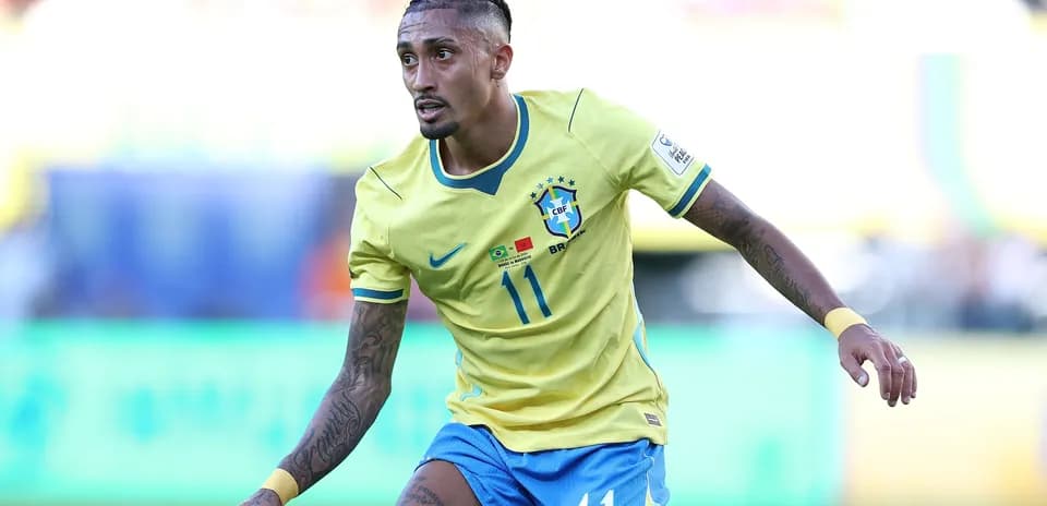 Brazilian player running during a soccer match