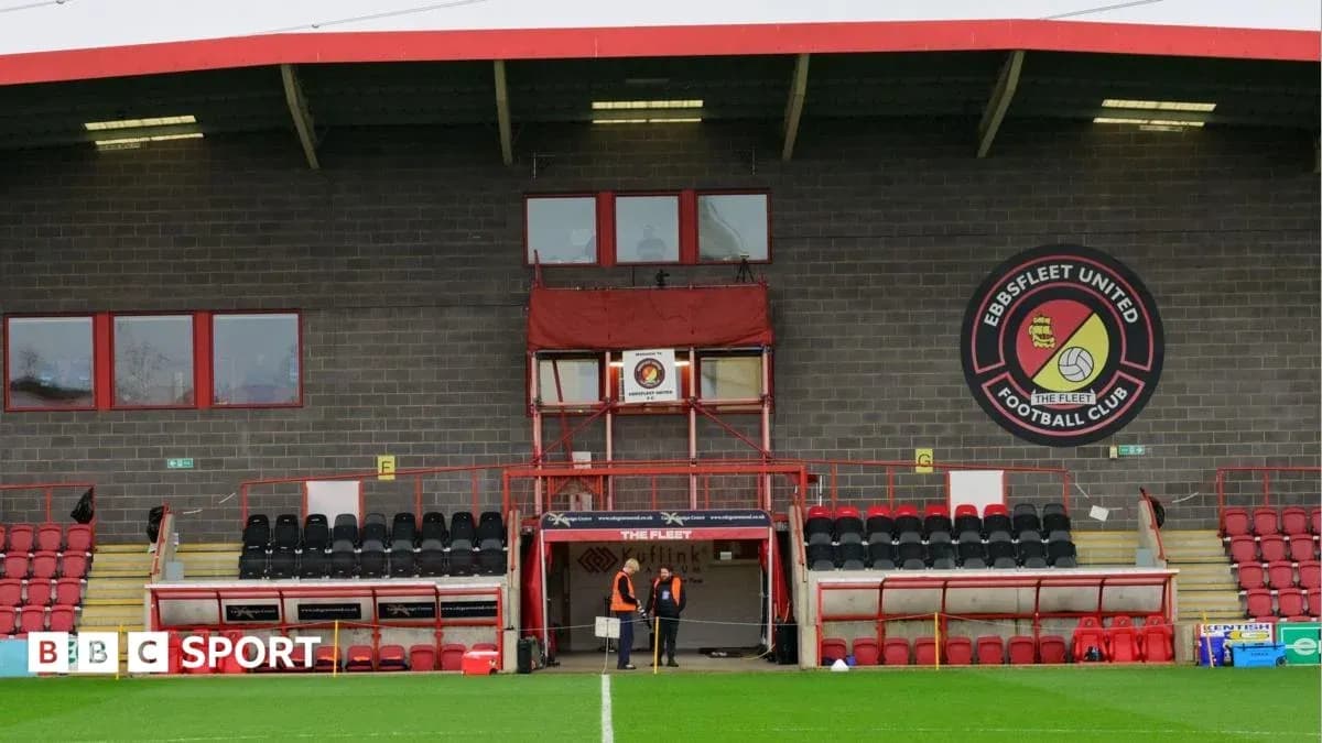 Ebbsfleet United stadium entrance and seating area